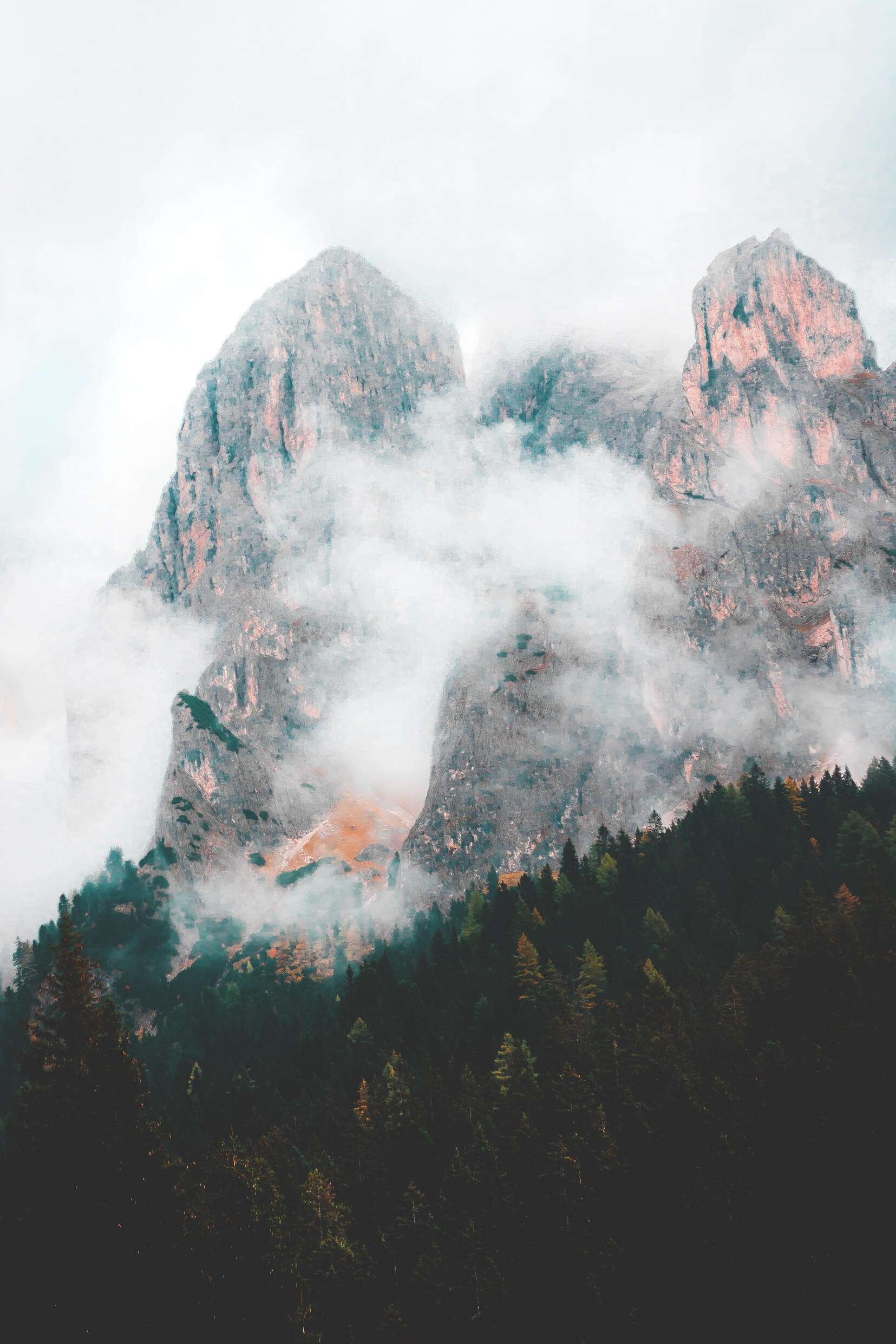 Mountain covered in clouds