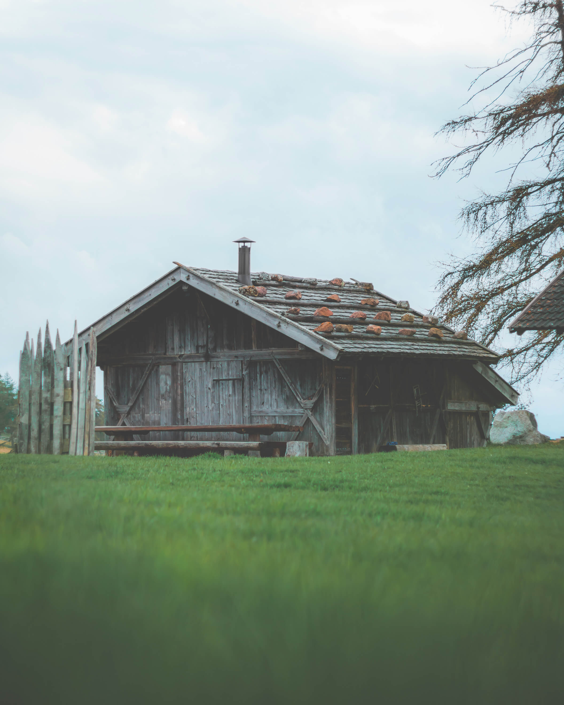 Little hut in the middle of a meadow