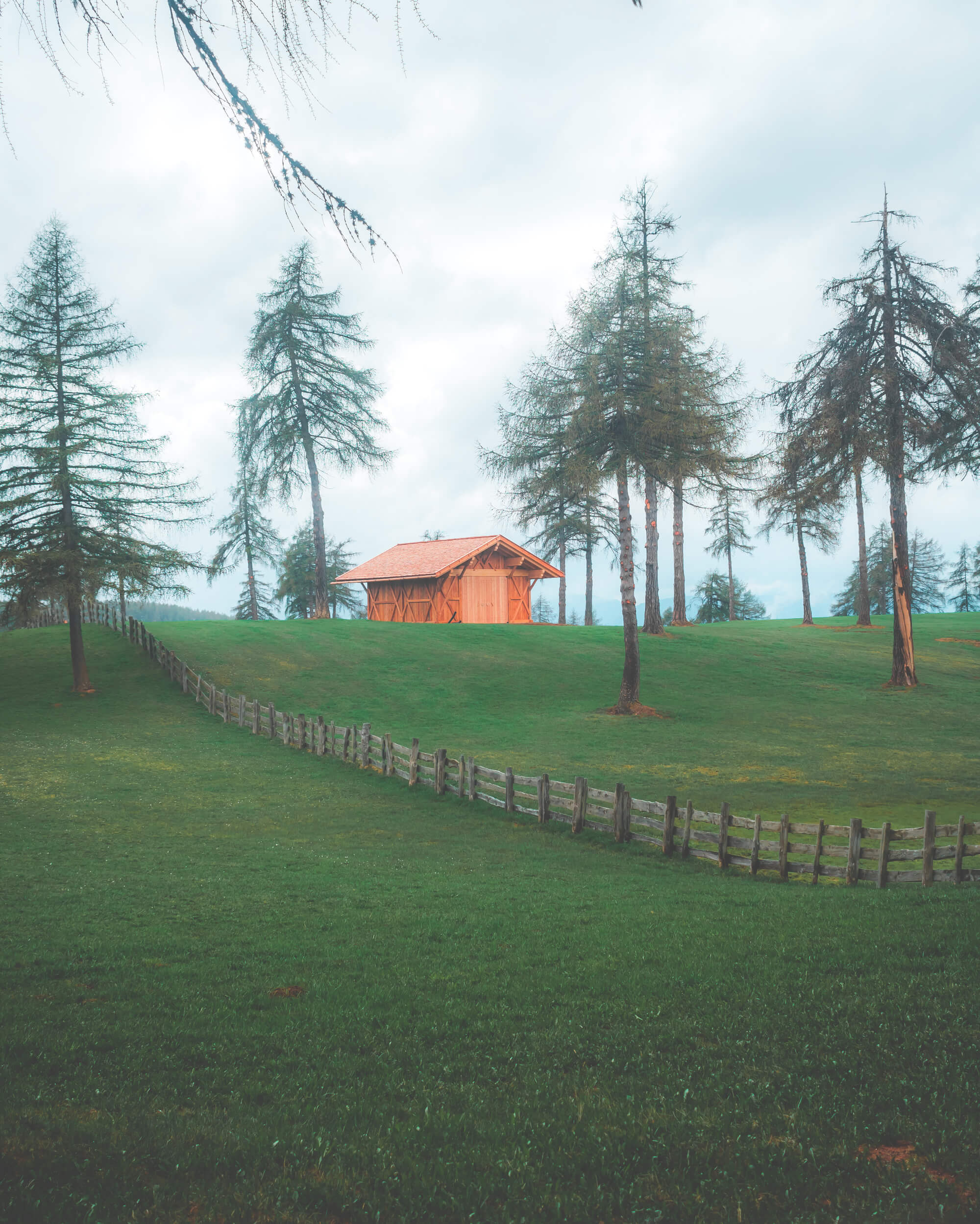 Little hut in the middle of a meadow