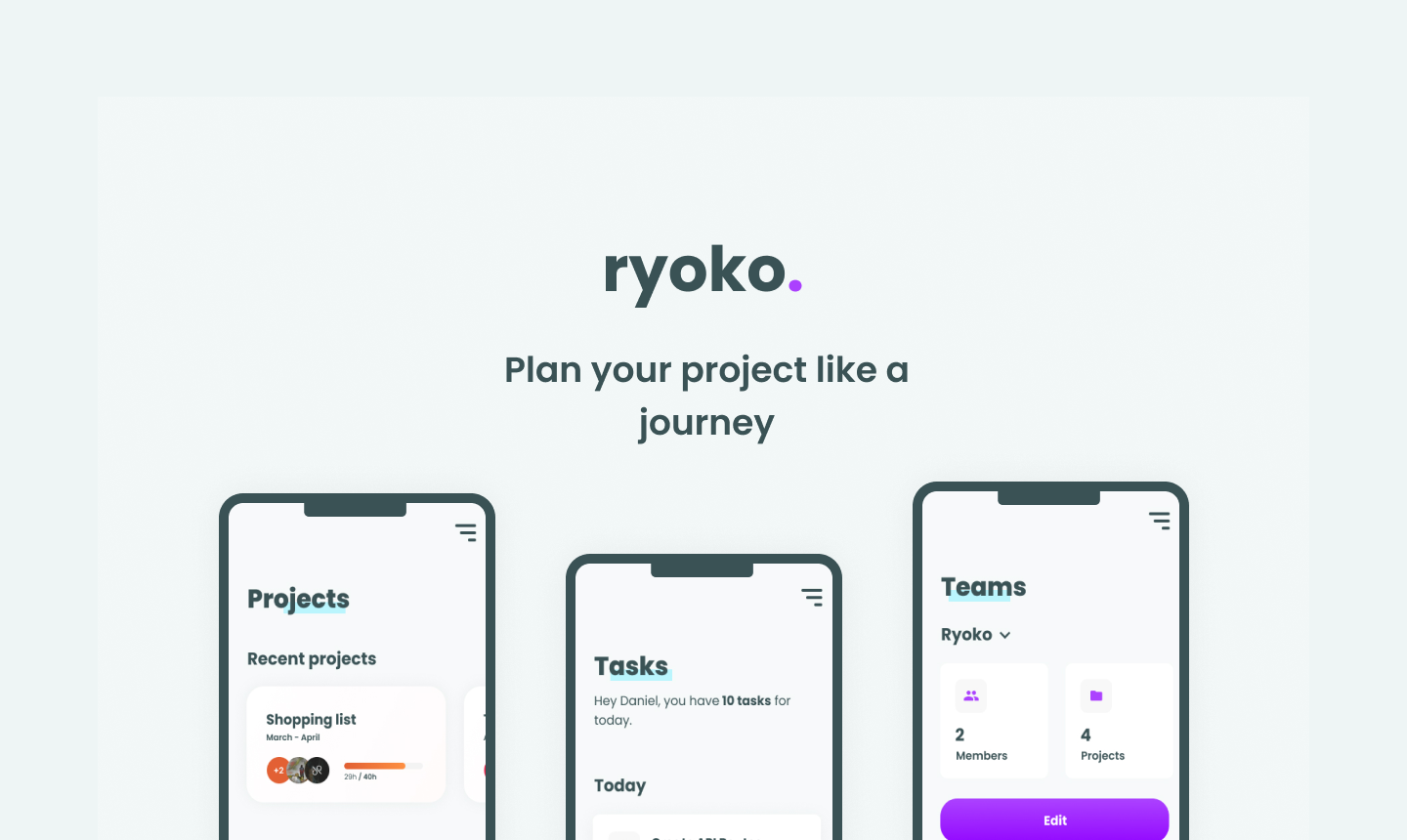 Landing page of ryoko